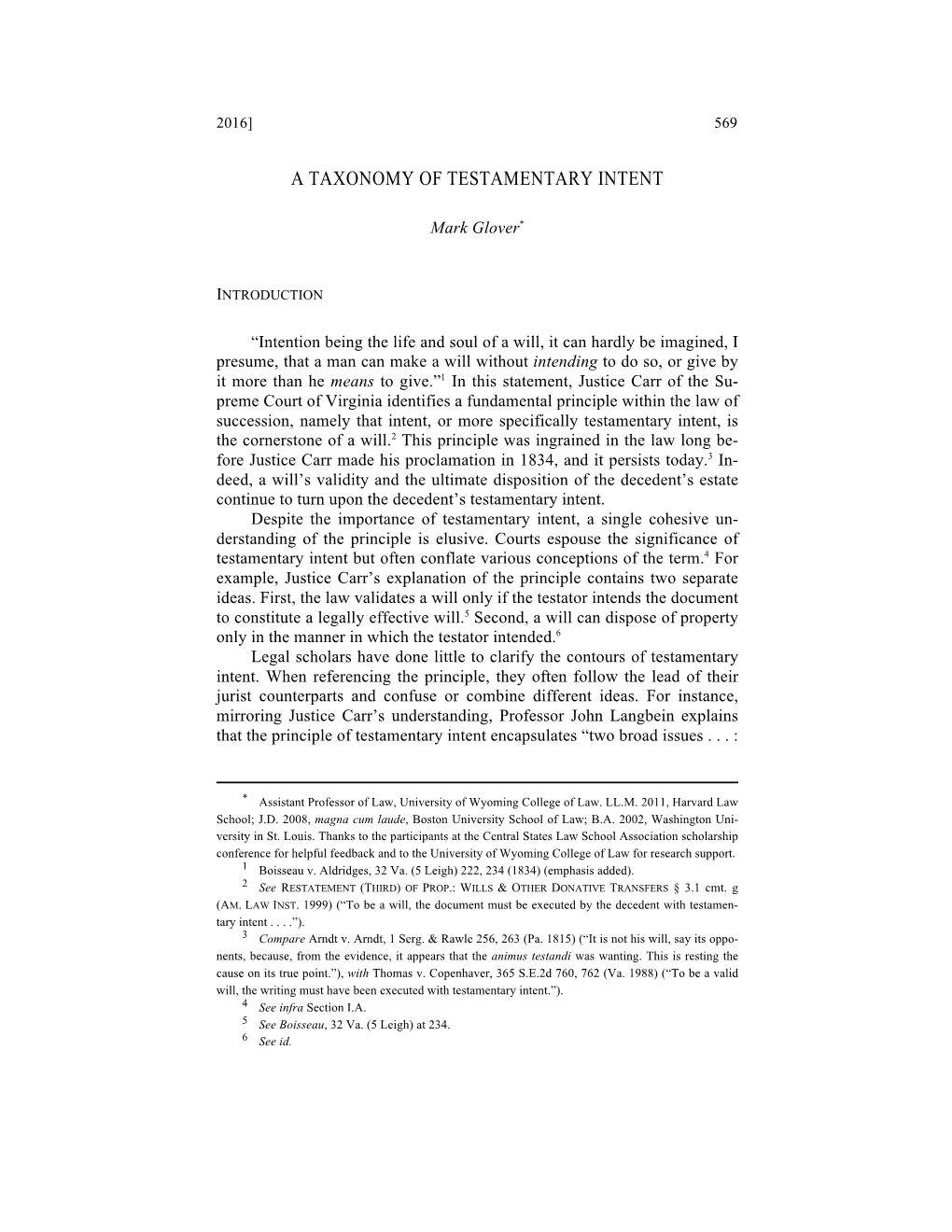 A Taxonomy of Testamentary Intent