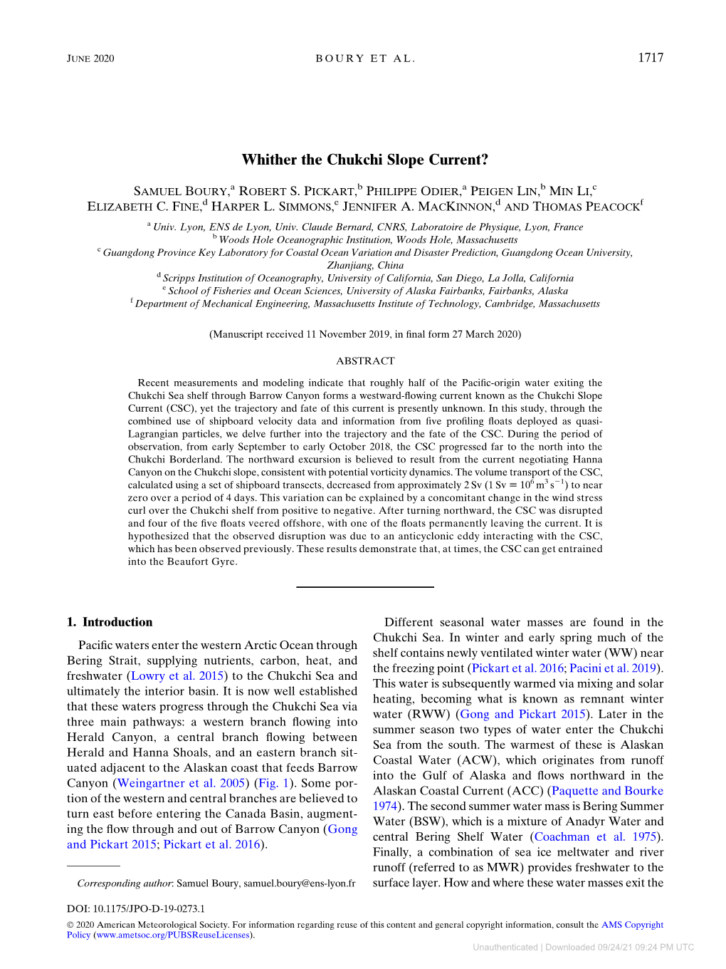 Whither the Chukchi Slope Current?