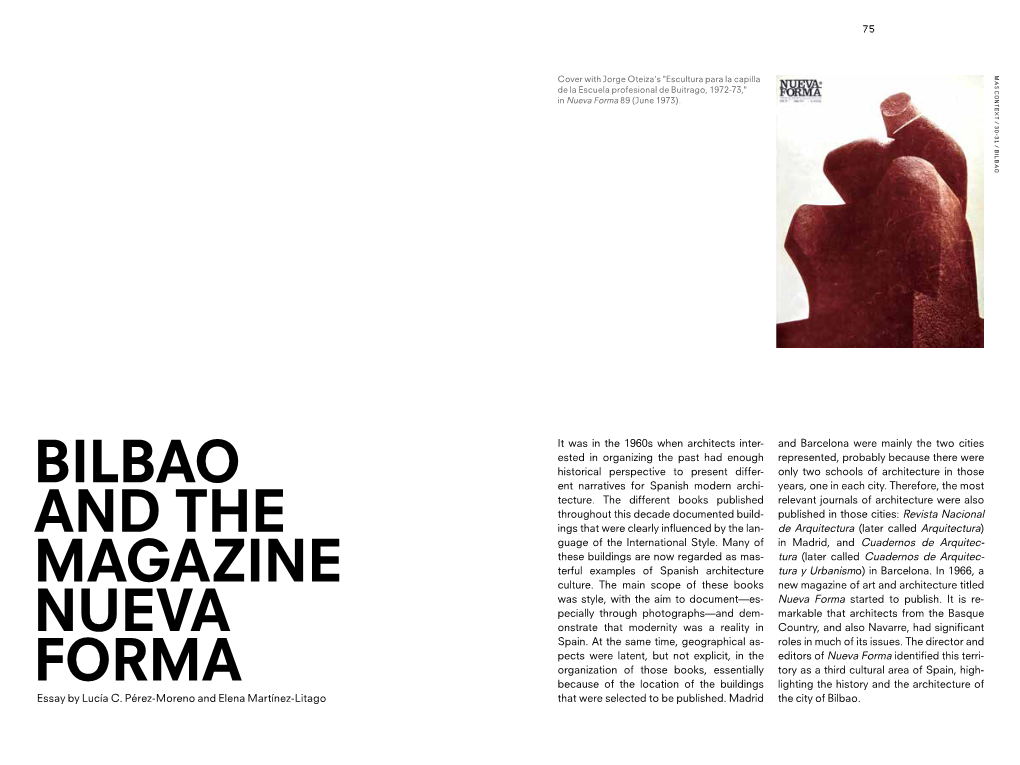 Bilbao and the Magazine Nueva Forma 77 MAS CONTEXT / 30-31 / BILBAO