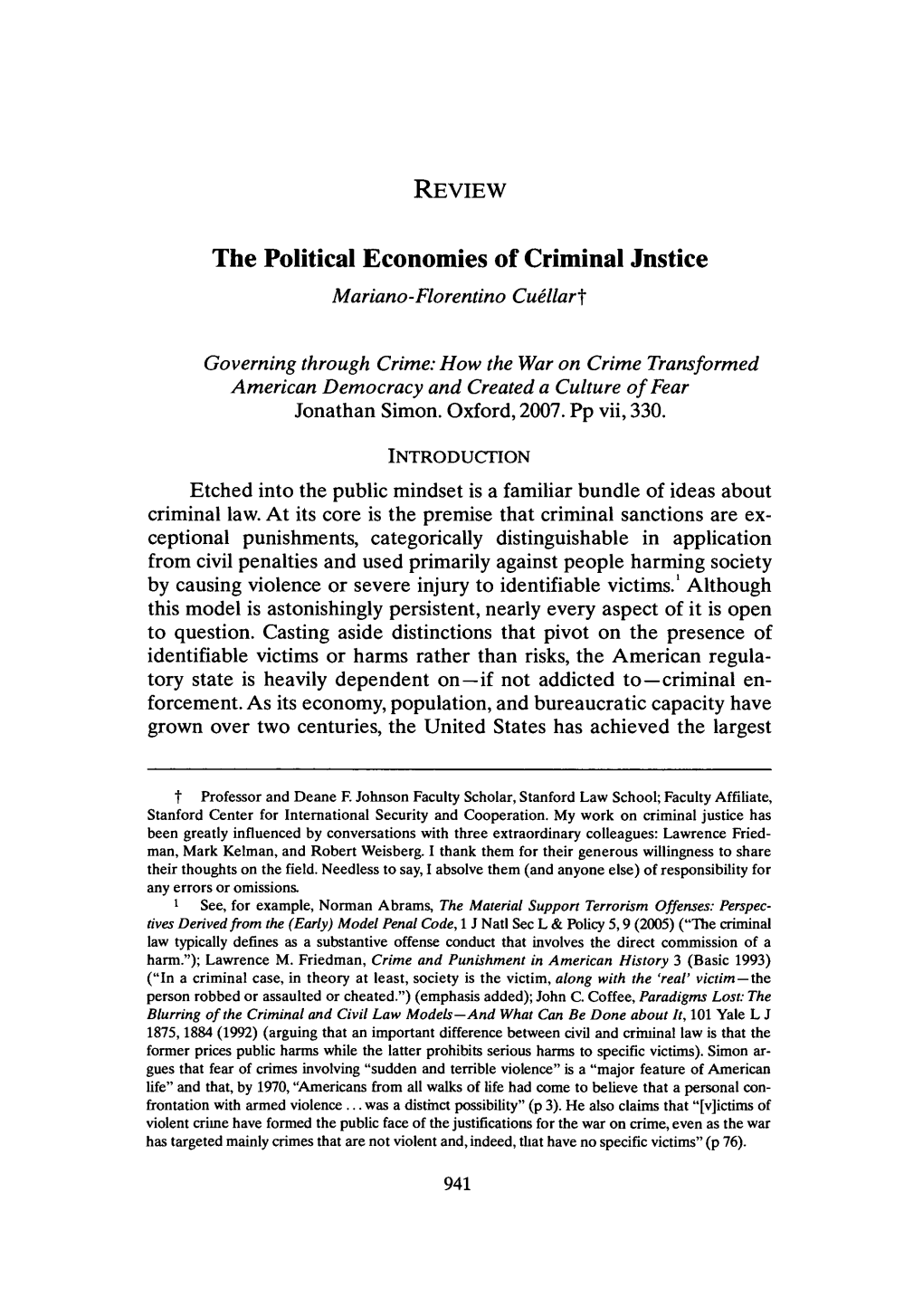 The Political Economies of Criminal Justice