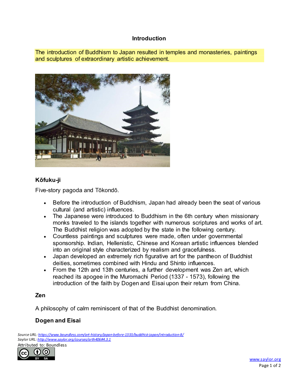 Introduction the Introduction of Buddhism to Japan Resulted In