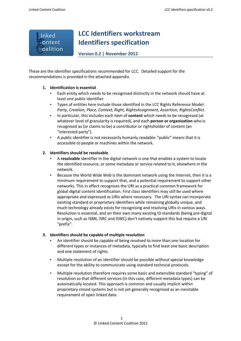 LCC Identifiers Workstream Paper V0 2 Nov 7 2012