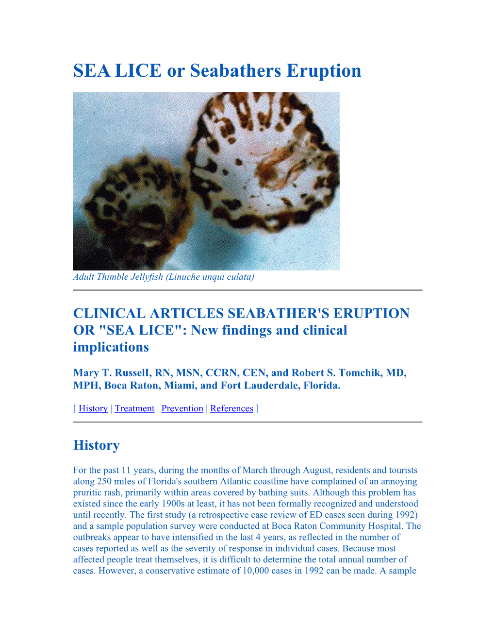 SEA LICE Or Seabathers Eruption