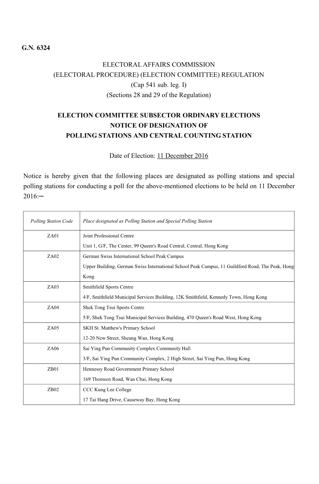 ELECTION COMMITTEE) REGULATION (Cap 541 Sub