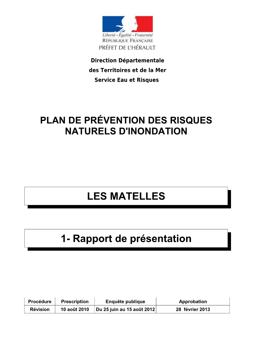 1 Rapport De Presentation Les Matelles