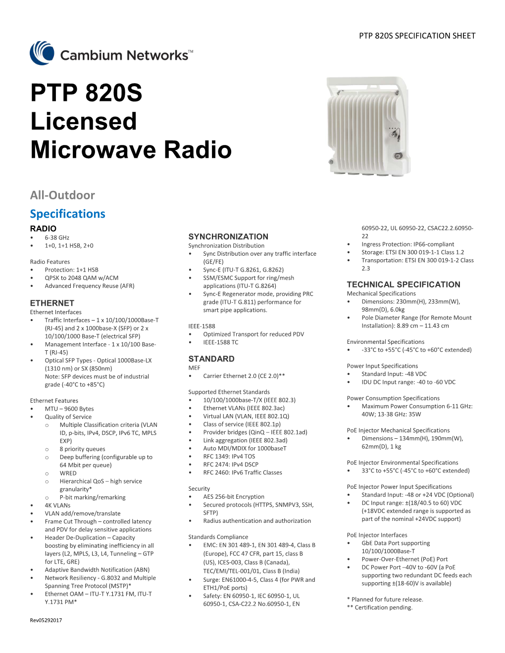 PTP 820S Licensed Microwave Radio