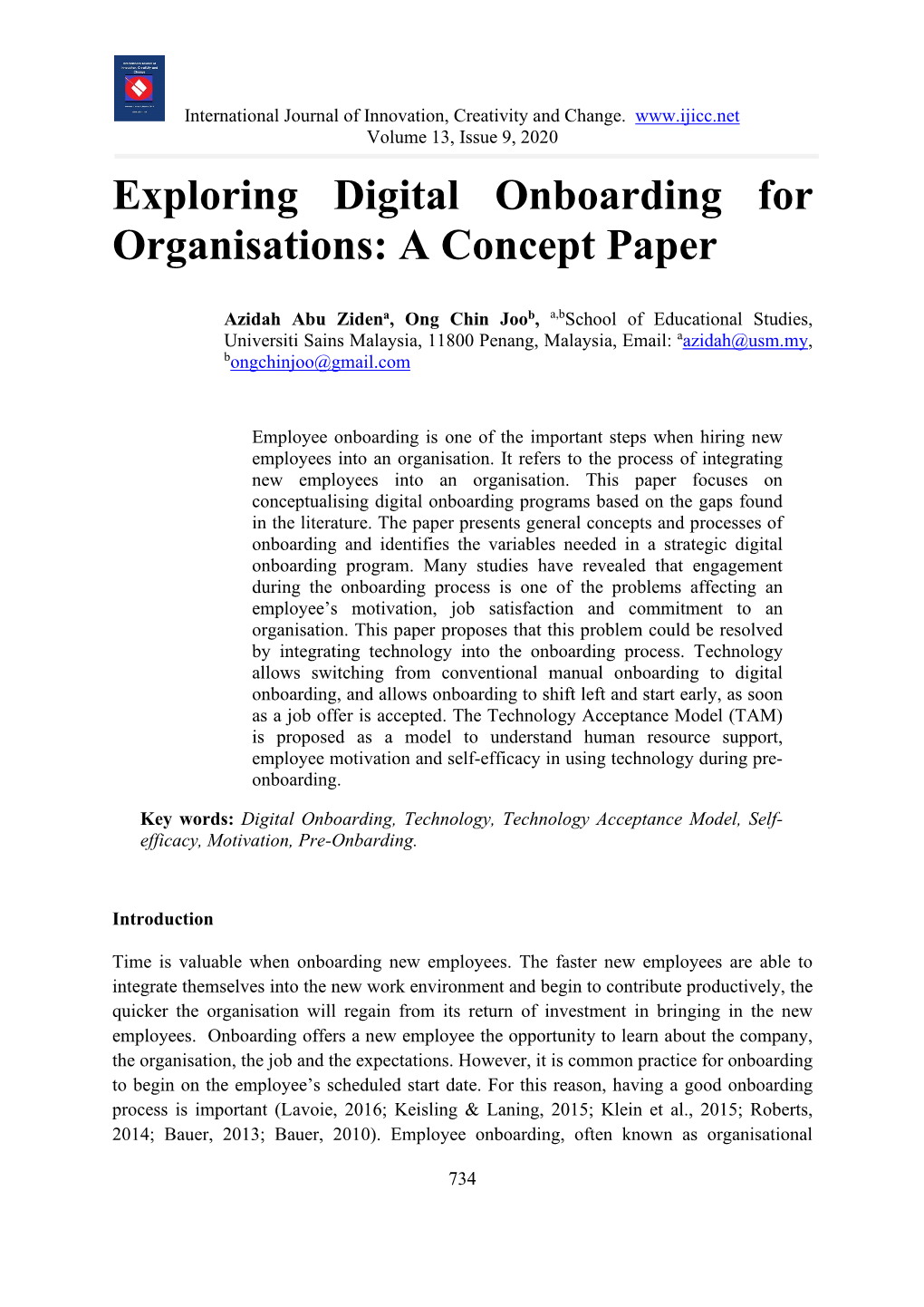 Exploring Digital Onboarding for Organisations: a Concept Paper