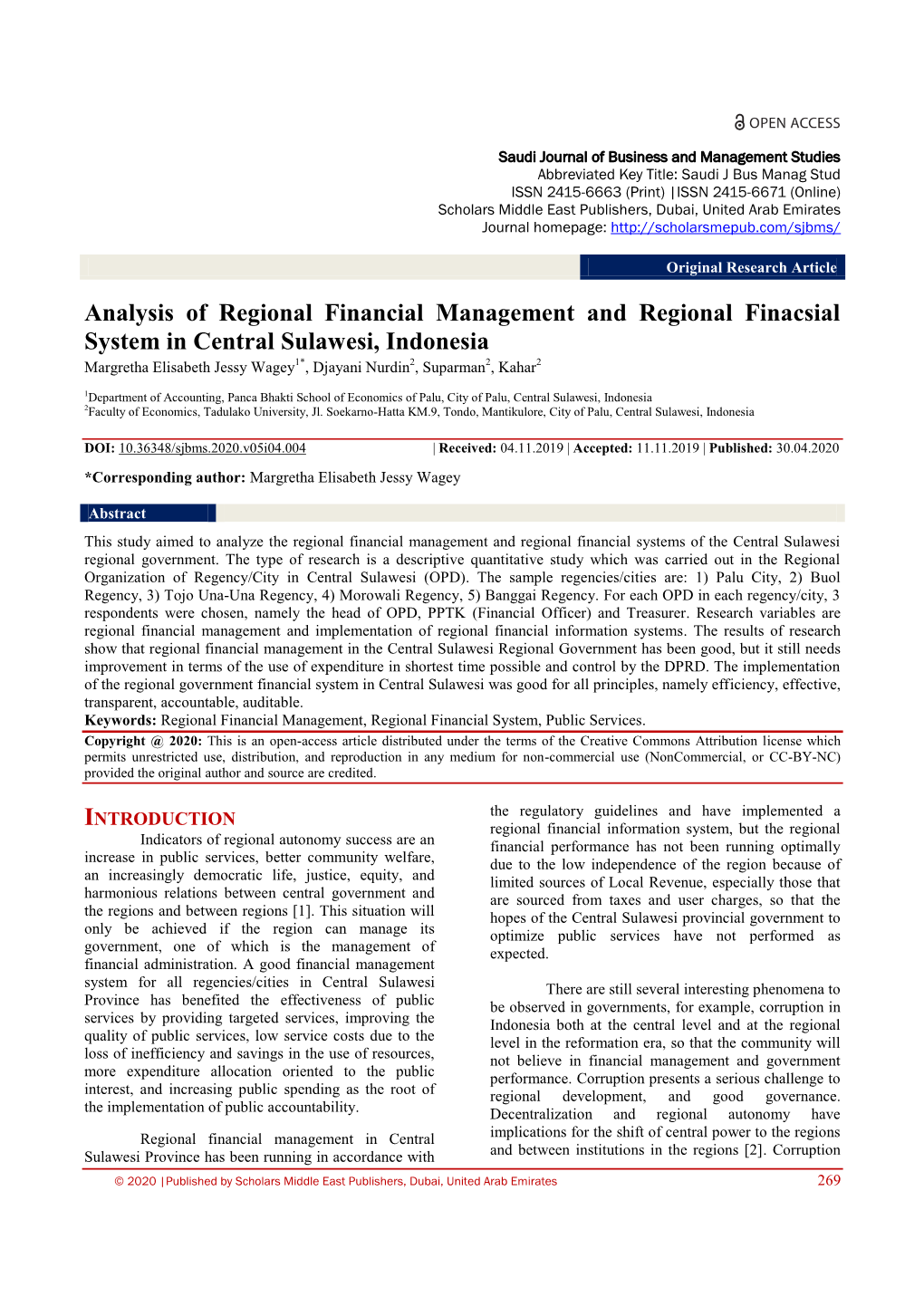 Analysis of Regional Financial Management and Regional Finacsial System in Central Sulawesi, Indonesia