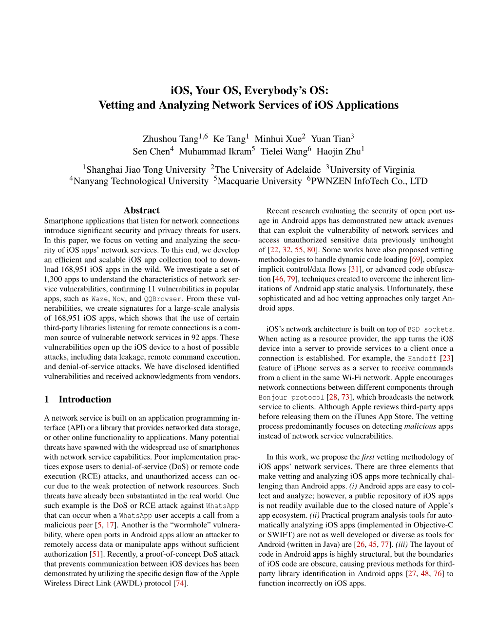 Vetting and Analyzing Network Services of Ios Applications