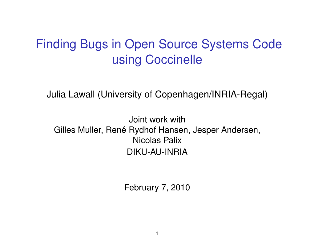 Finding Bugs in Open Source Systems Code Using Coccinelle