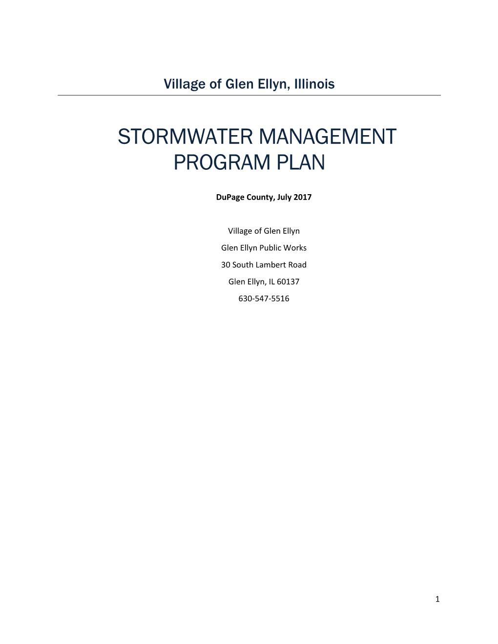 Stormwater Management Program Plan