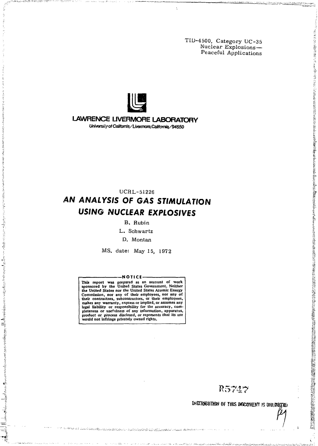 An Analysis of Gas Stimulation Using Nuclear Explosives B