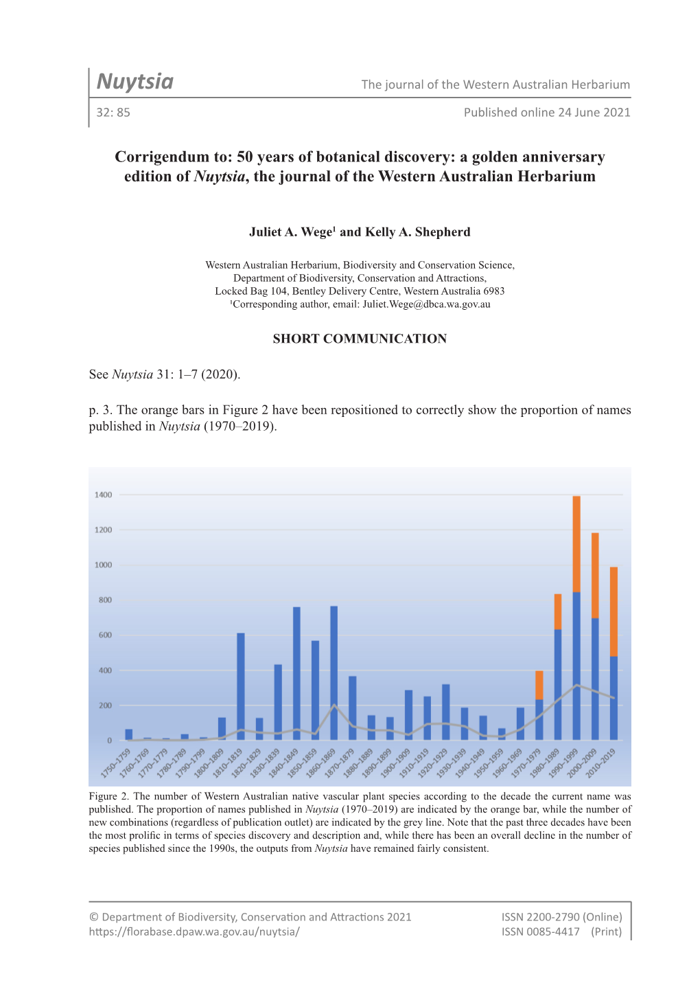 Nuytsia the Journal of the Western Australian Herbarium 32: 85 Published Online 24 June 2021