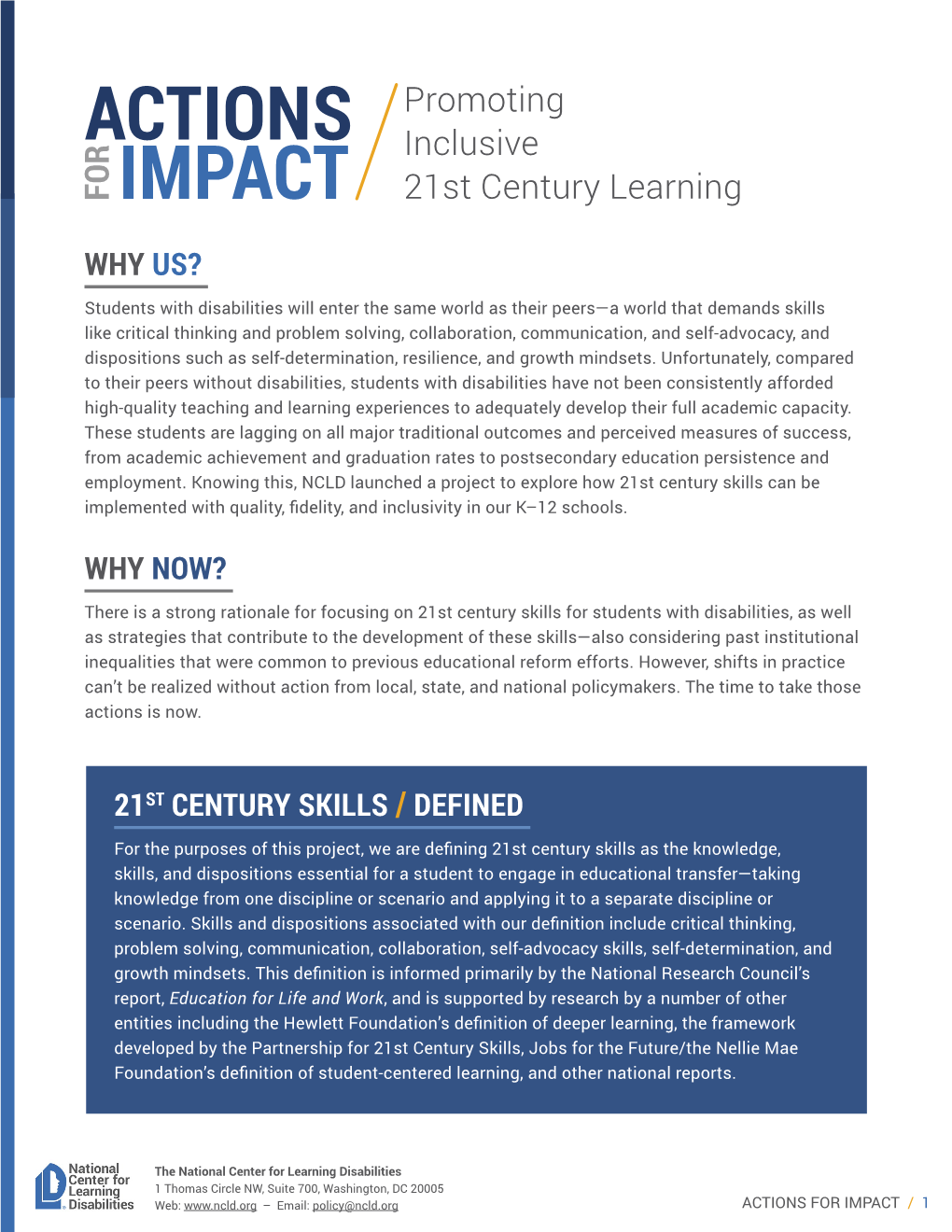 Actions for Impact: Promoting Inclusive 21St Century Learning