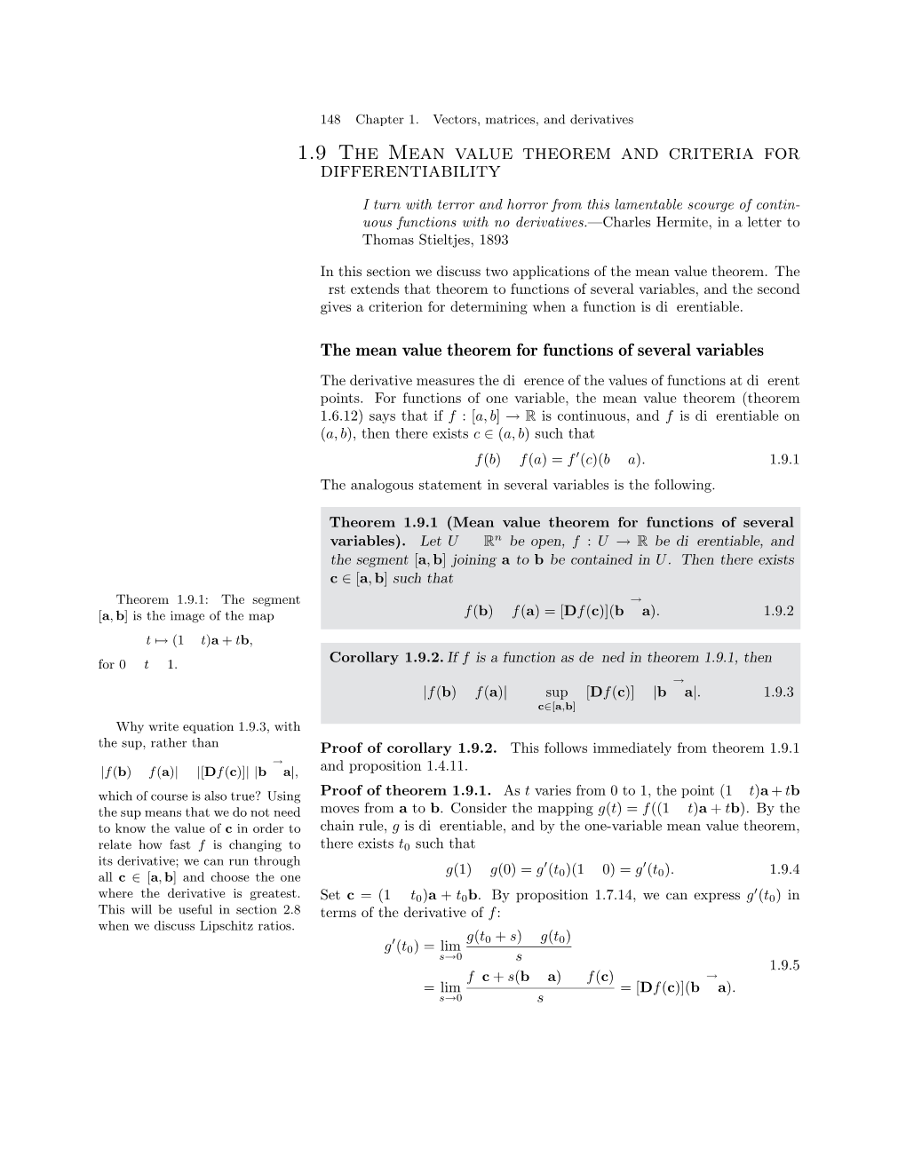 1.9 the Mean Value Theorem and Criteria for Differentiability