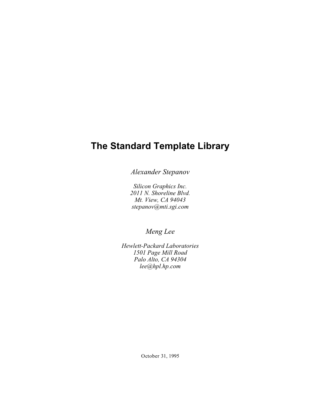 The Standard Template Library