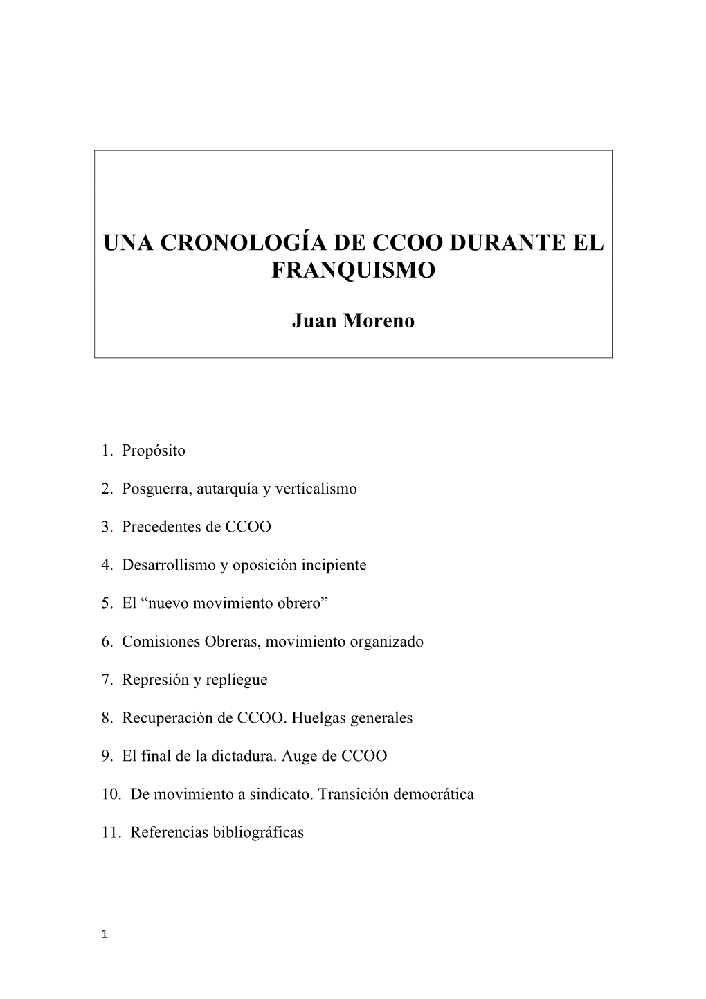 Una Cronología De Ccoo Durante El Franquismo