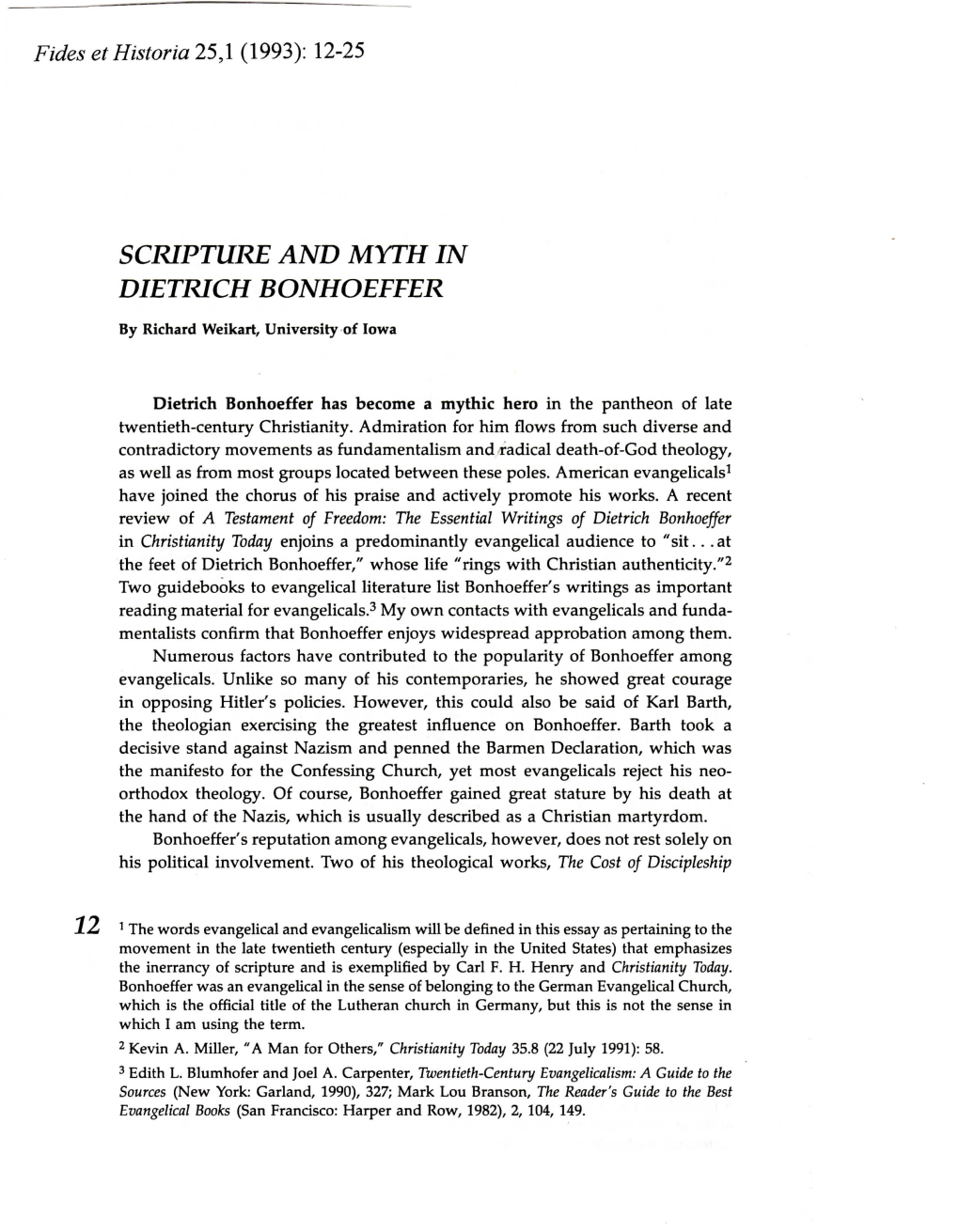 Scripture and Myth in Dietrich Bonhoeffer