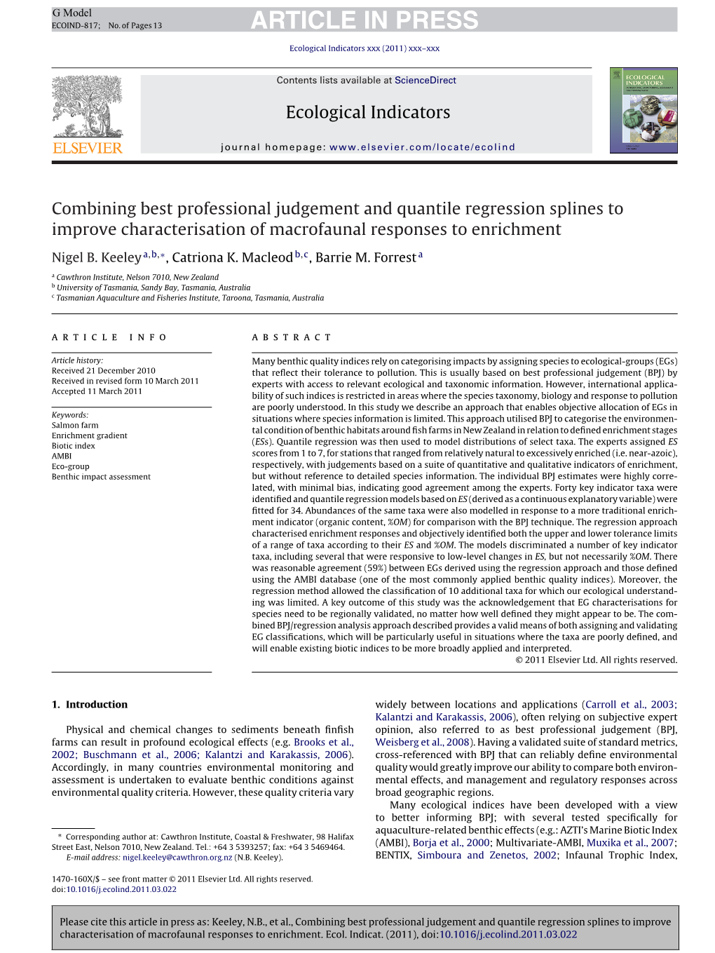 Combining Best Professional Judgement and Quantile Regression Splines to Improve Characterisation of Macrofaunal Responses to Enrichment