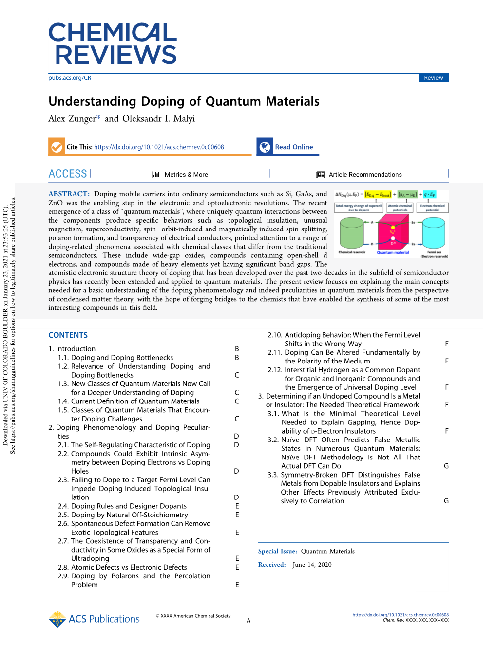 Understanding Doping of Quantum Materials Alex Zunger* and Oleksandr I