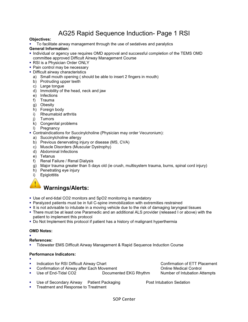 AG25 Rapid Sequence Induction- Page 1 RSI Objectives