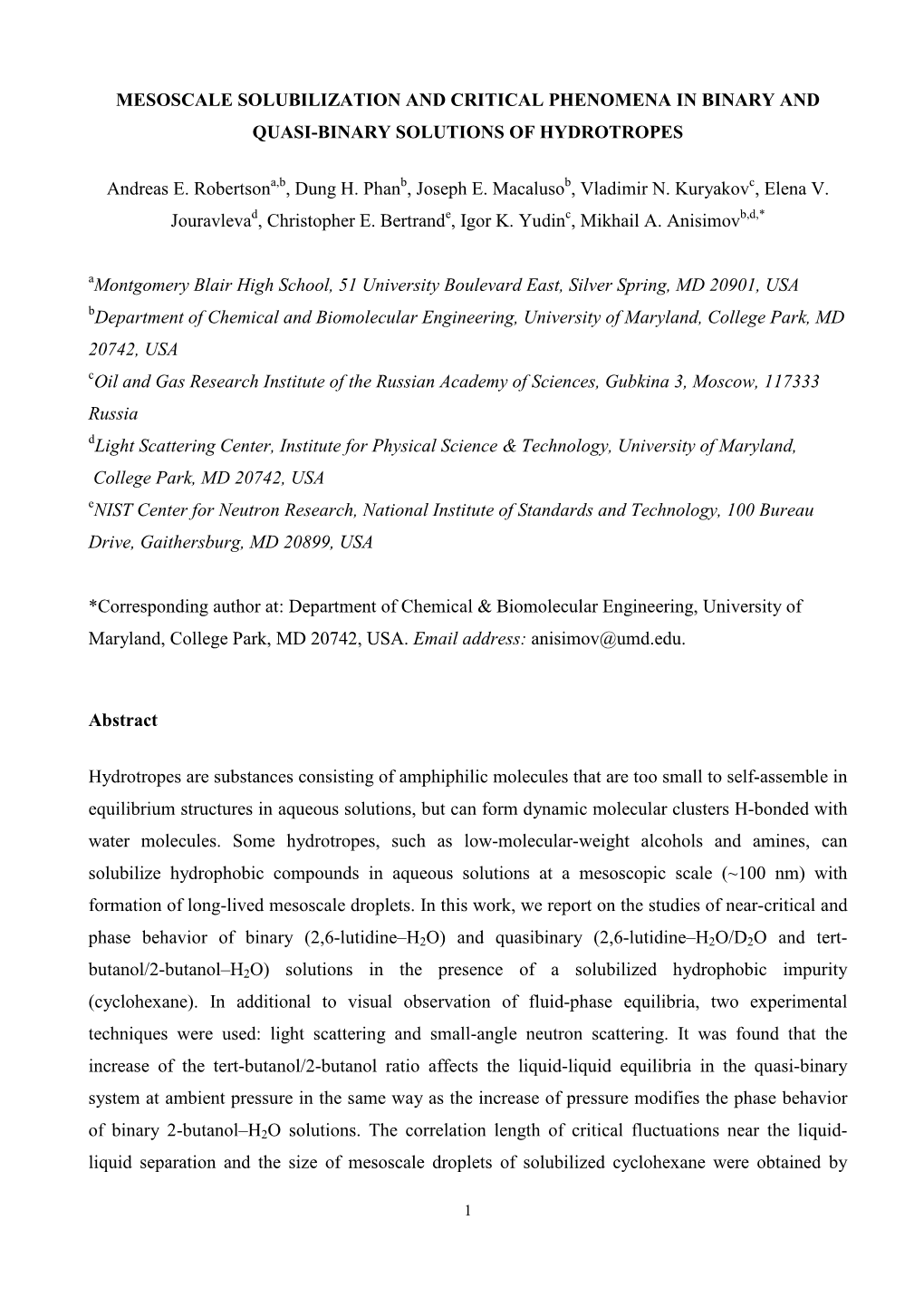 Mesoscale Solubilization and Critical Phenomena in Binary and Quasi-Binary Solutions of Hydrotropes