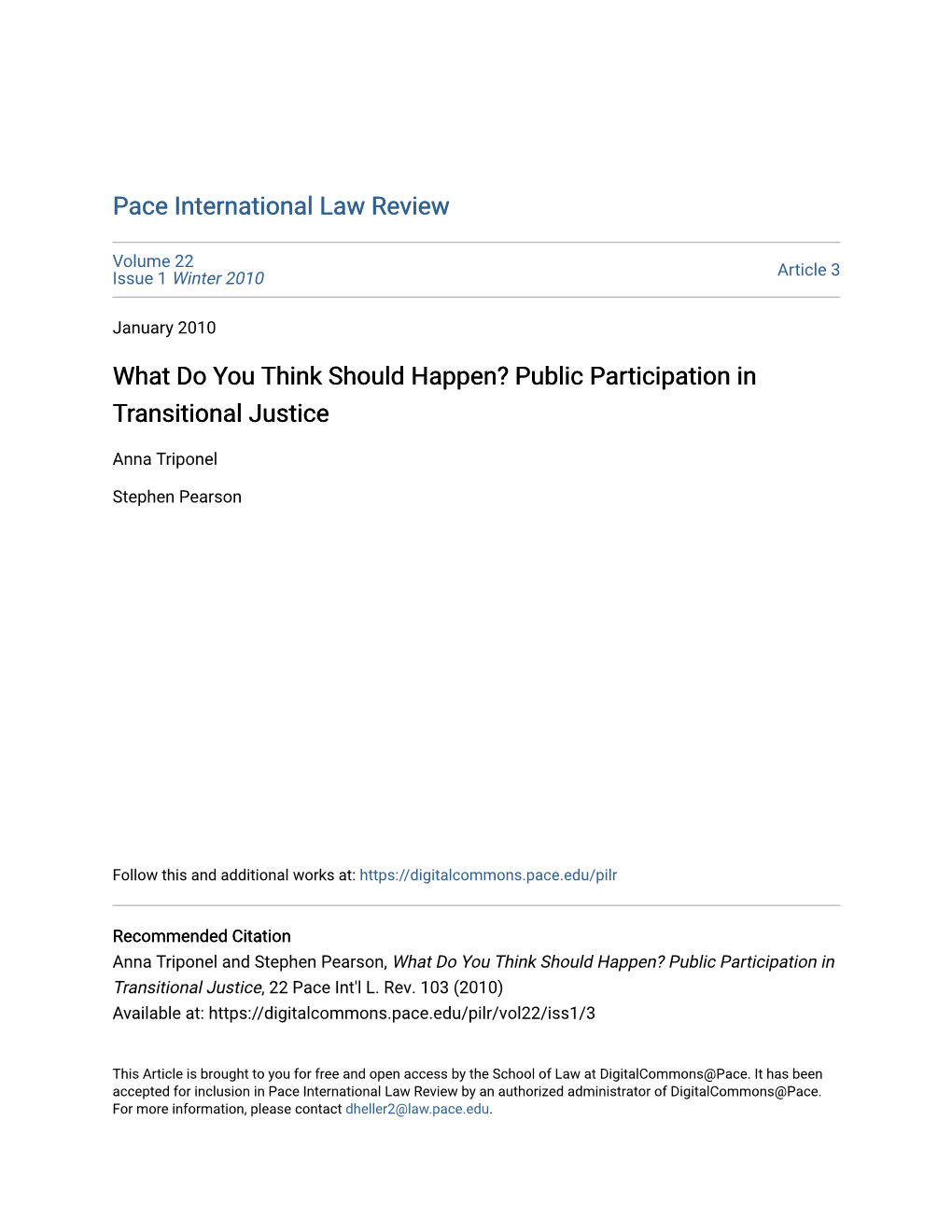 Public Participation in Transitional Justice