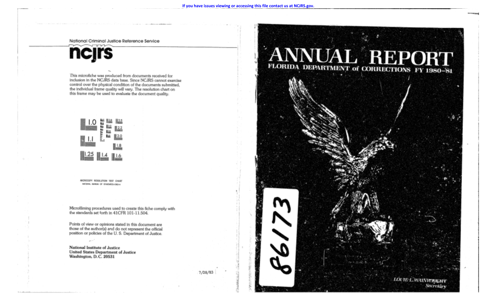 CORRECTIONS Secretary Fi' LOUIE L WAINWRIGHT I'l;.", 1311 Winewood Boulevard 41 Tallahassee, Florida 32301 • Telephone: 904/488-7480 ,D Il
