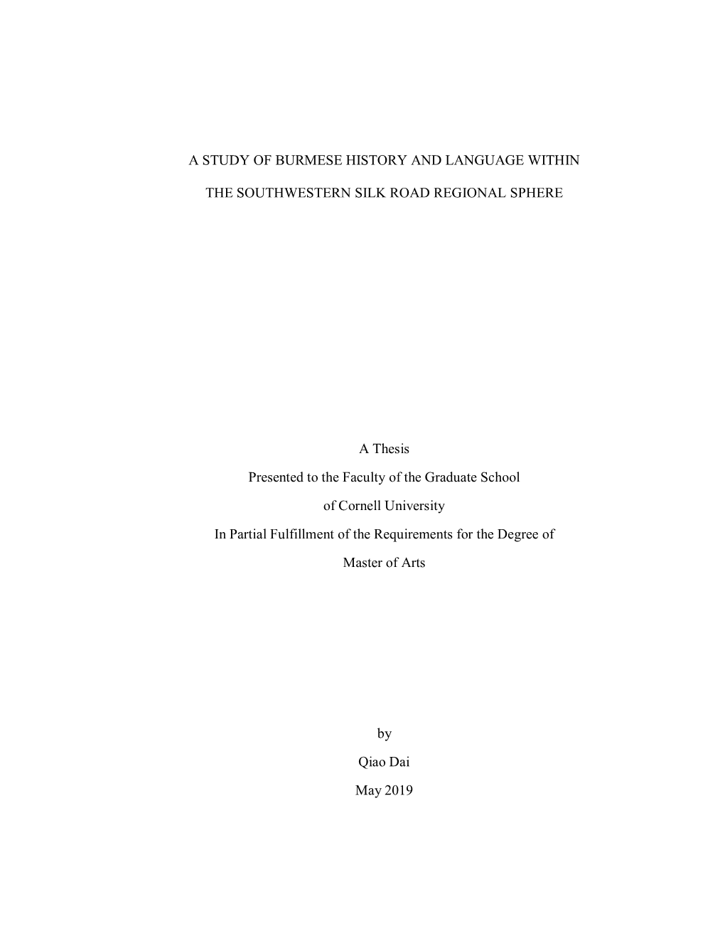 A Study of Burmese History and Language Within