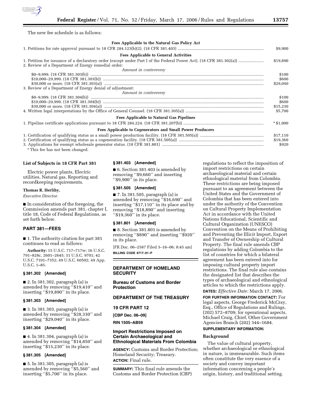 Federal Register/Vol. 71, No. 52/Friday, March 17, 2006/Rules