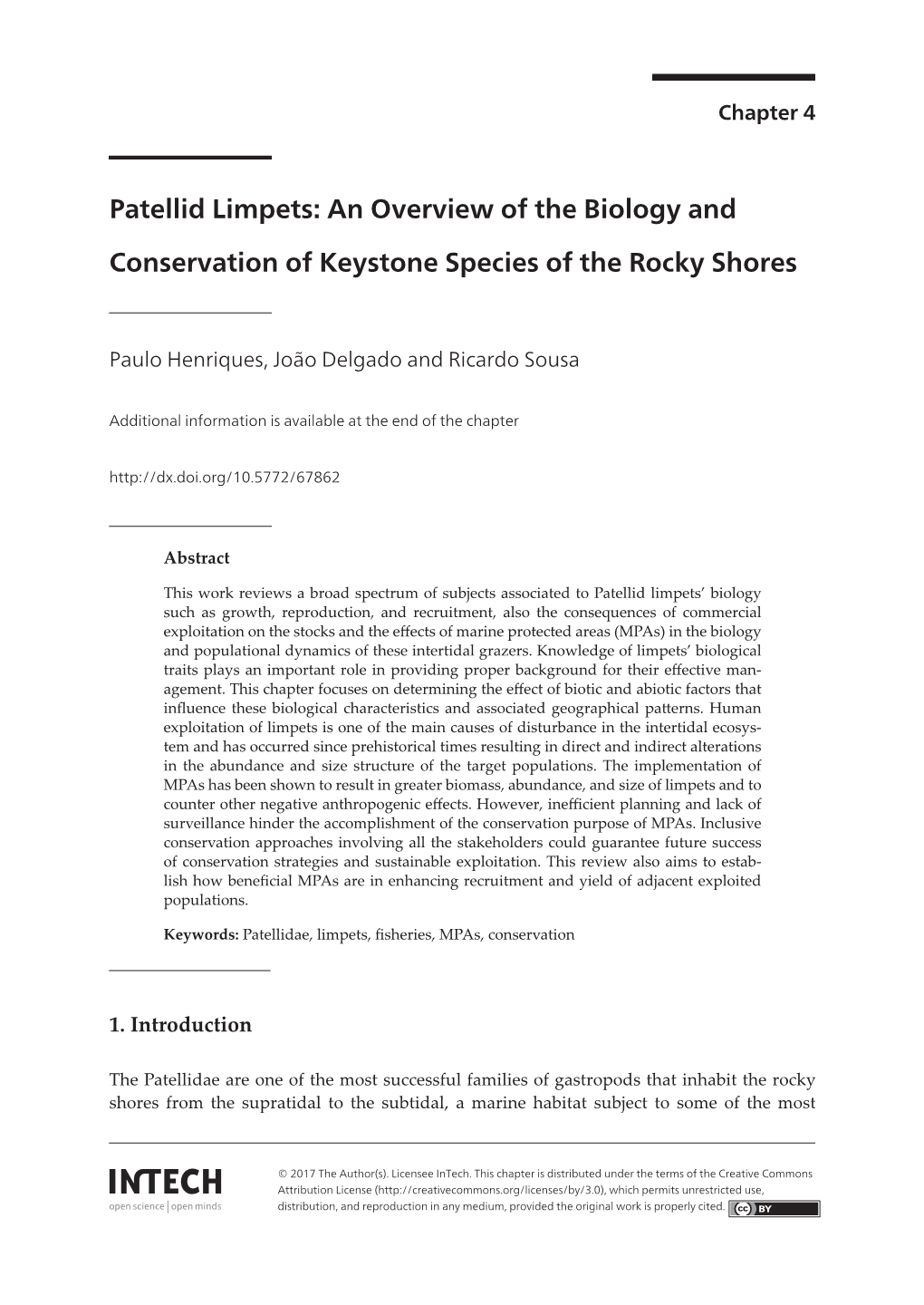 Patellid Limpets: an Overview of the Biology and Conservation of Keystone Species of the Rocky Shores