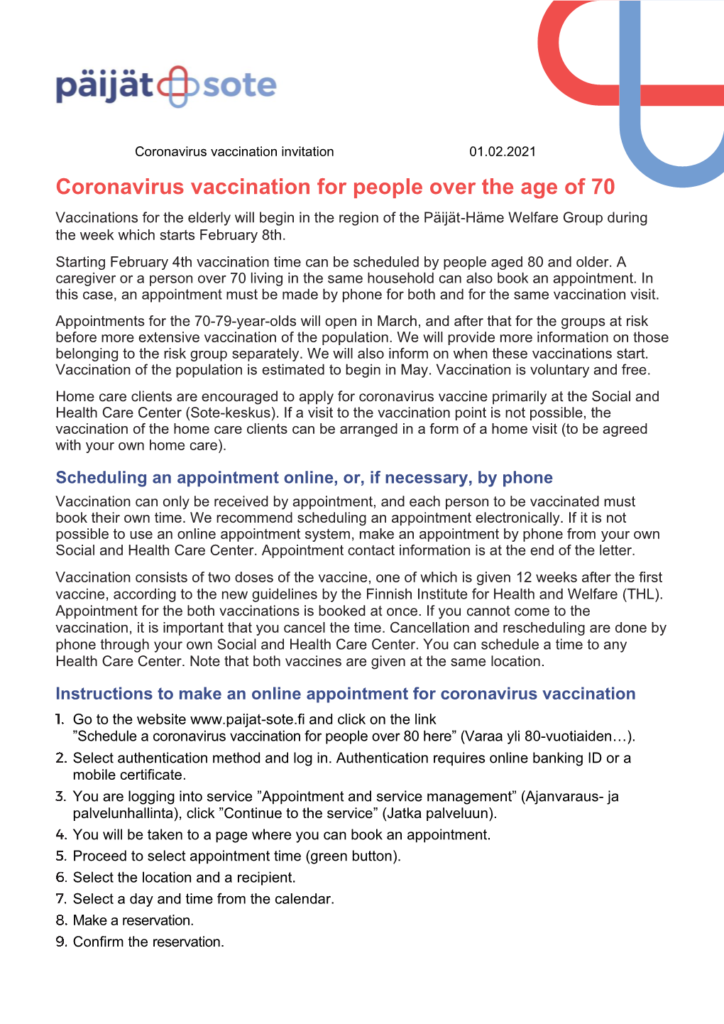 Coronavirus Vaccination for People Over the Age of 70