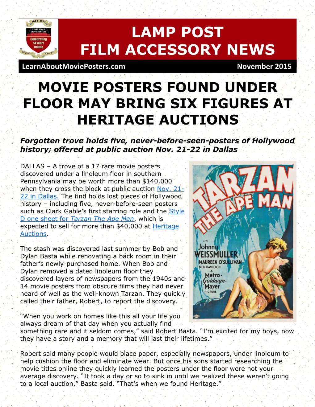 LAMP POST FILM ACCESSORY NEWS Learnaboutmovieposters.Com November 2015