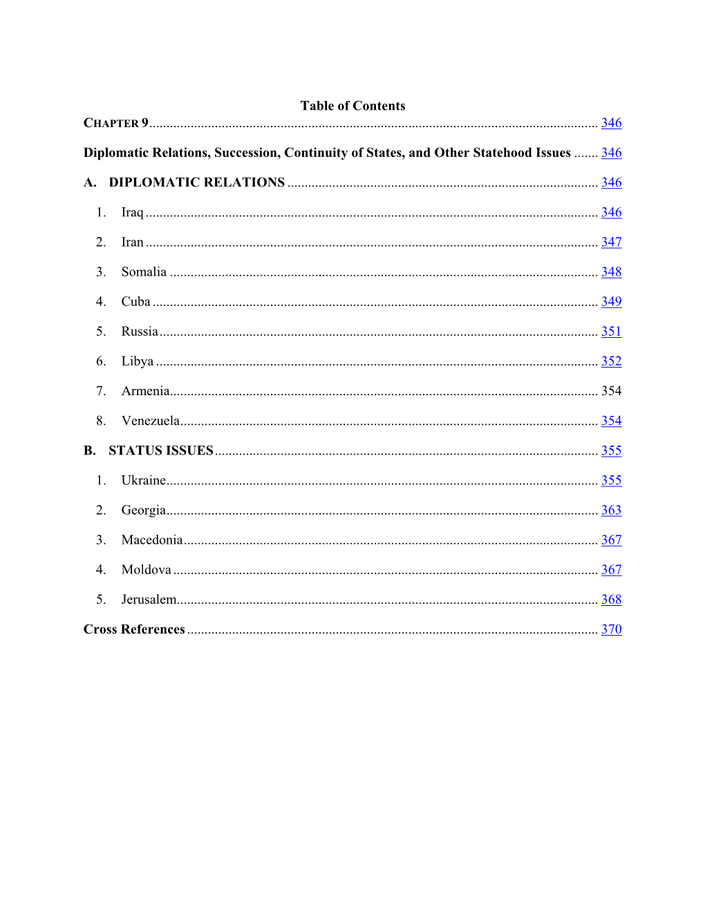 CHAPTER 9 Diplomatic Relations, Succession, Continuity of States