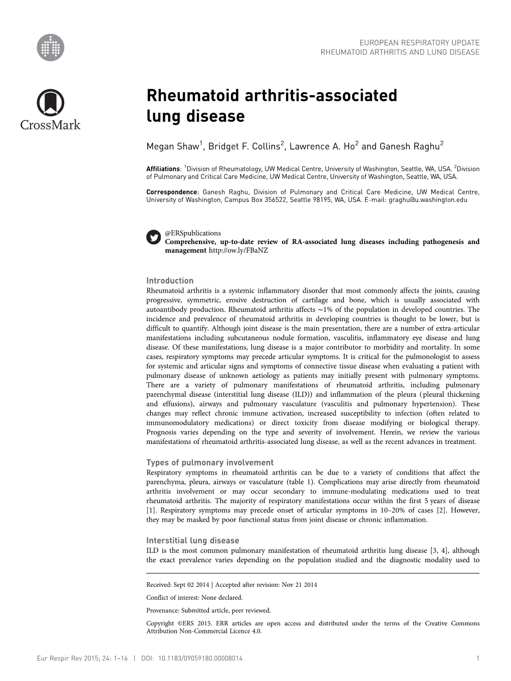 Rheumatoid Arthritis-Associated Lung'disease