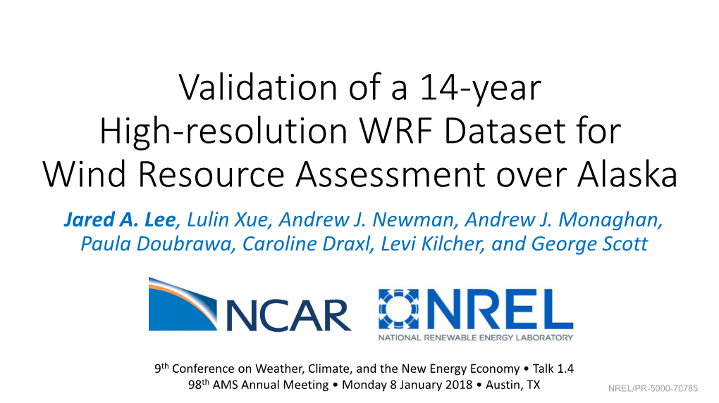 Validation of a 14-Year High-Resolution WRF Dataset for Wind Resource Assessment Over Alaska Jared A