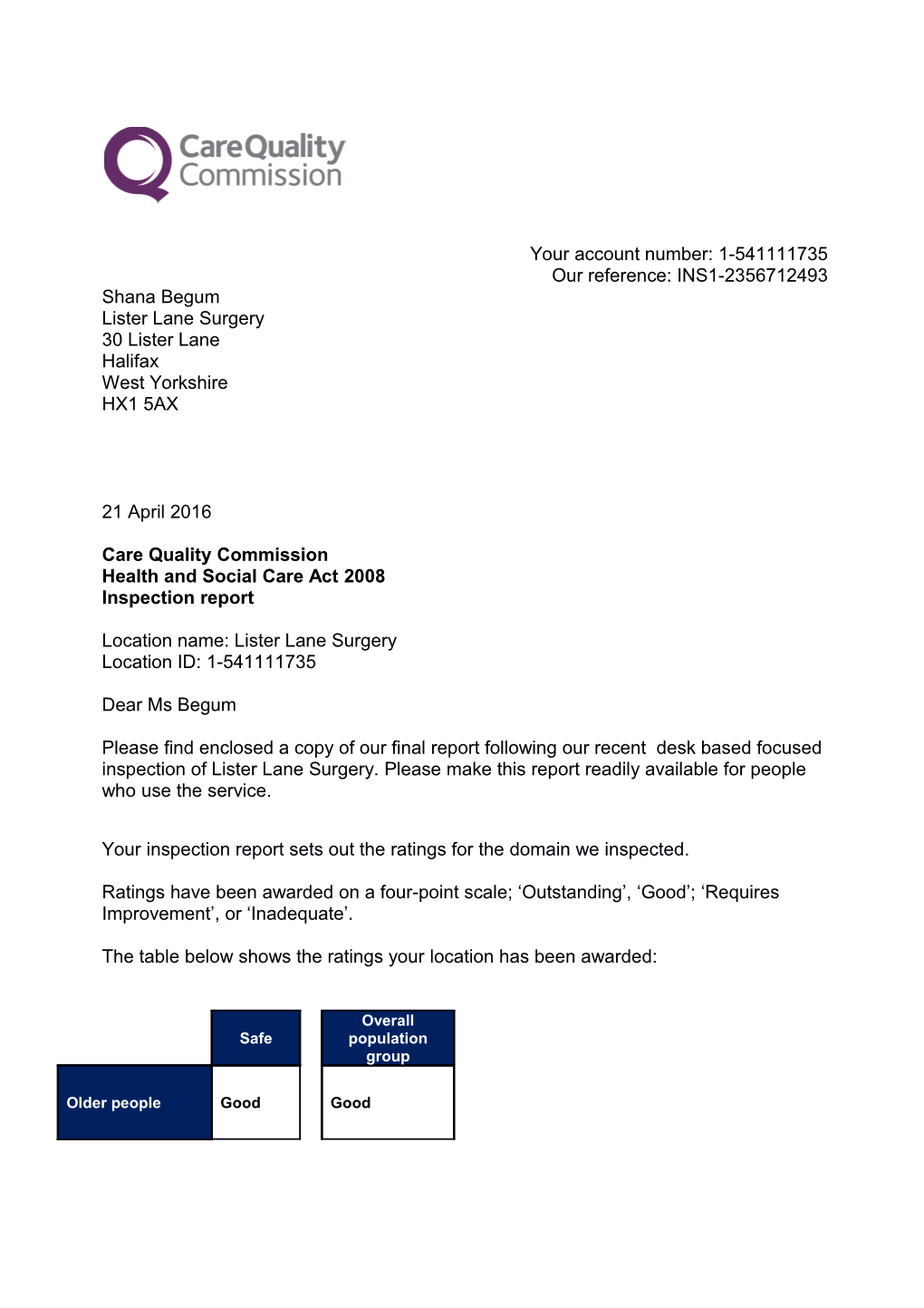 Health and Social Care Act 2008 s1