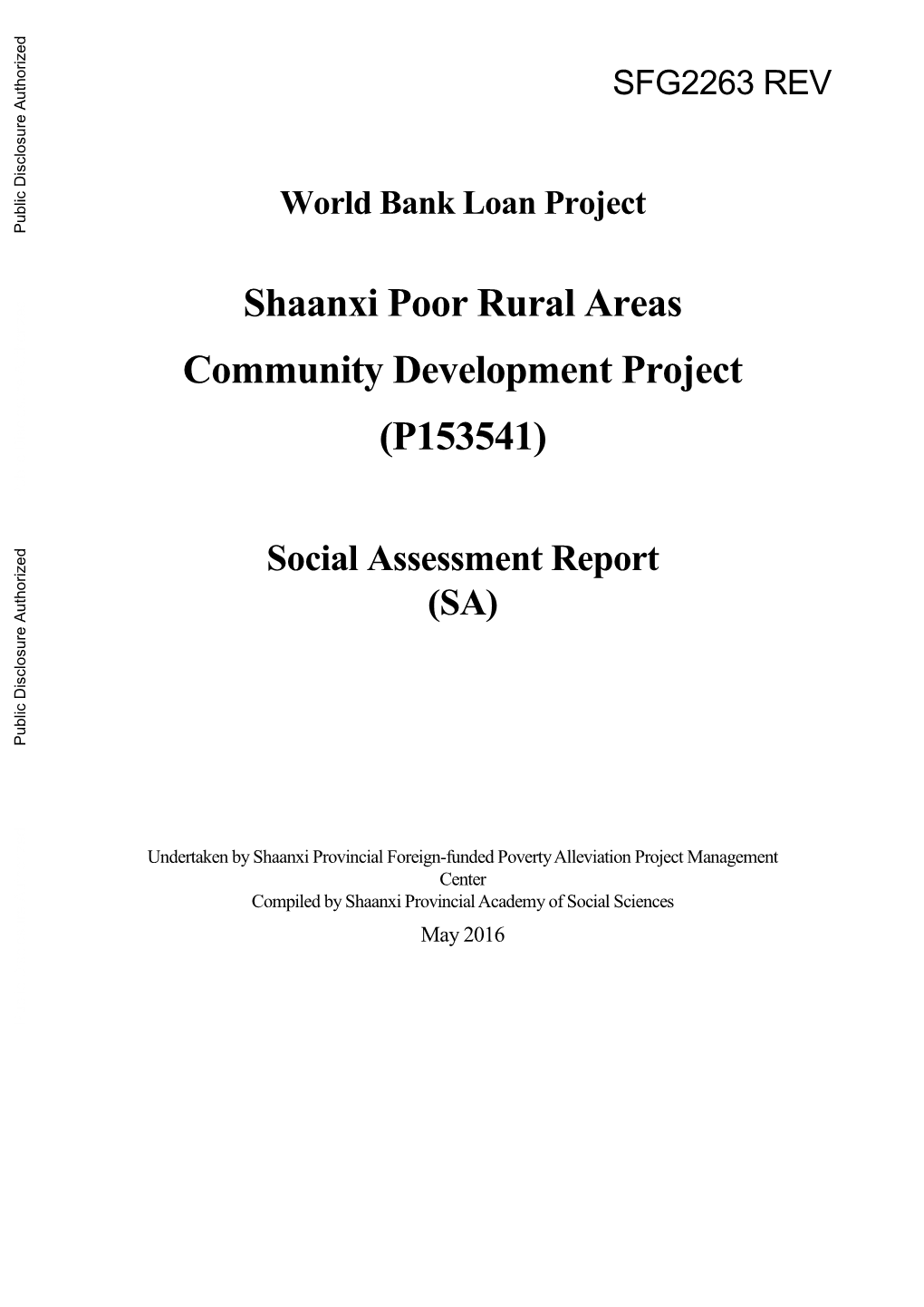 Social Assessment Report (SA)