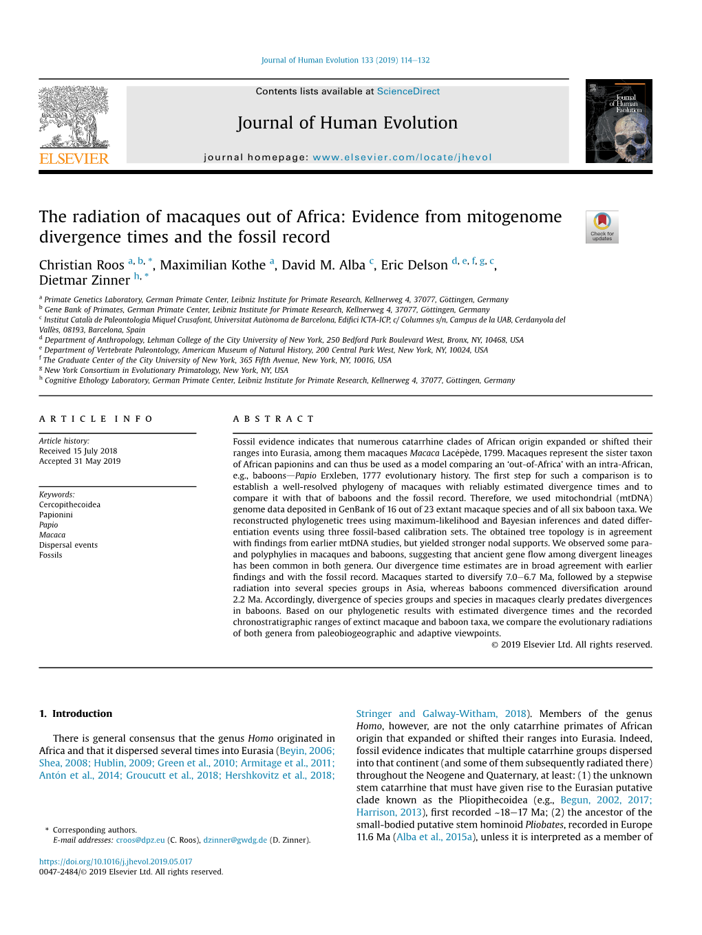 The Radiation of Macaques out of Africa: Evidence from Mitogenome Divergence Times and the Fossil Record