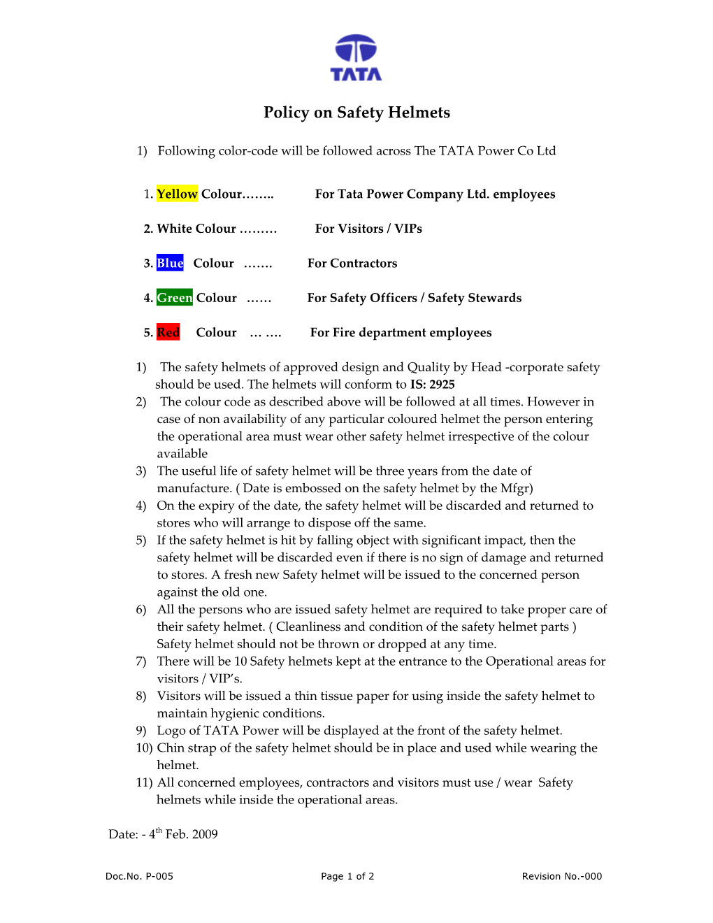 Safety Manual the Tata Power Company Ltd