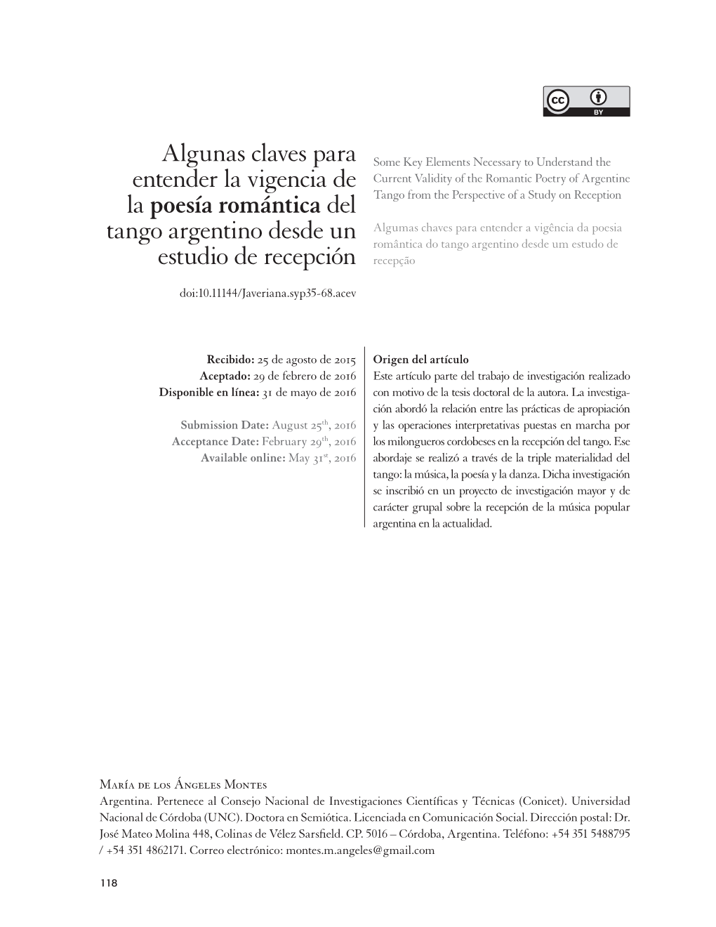 Algunas Claves Para Entender La Vigencia De La Poesía Romántica Del Tango Argentino Desde Un Estudio De Recepción