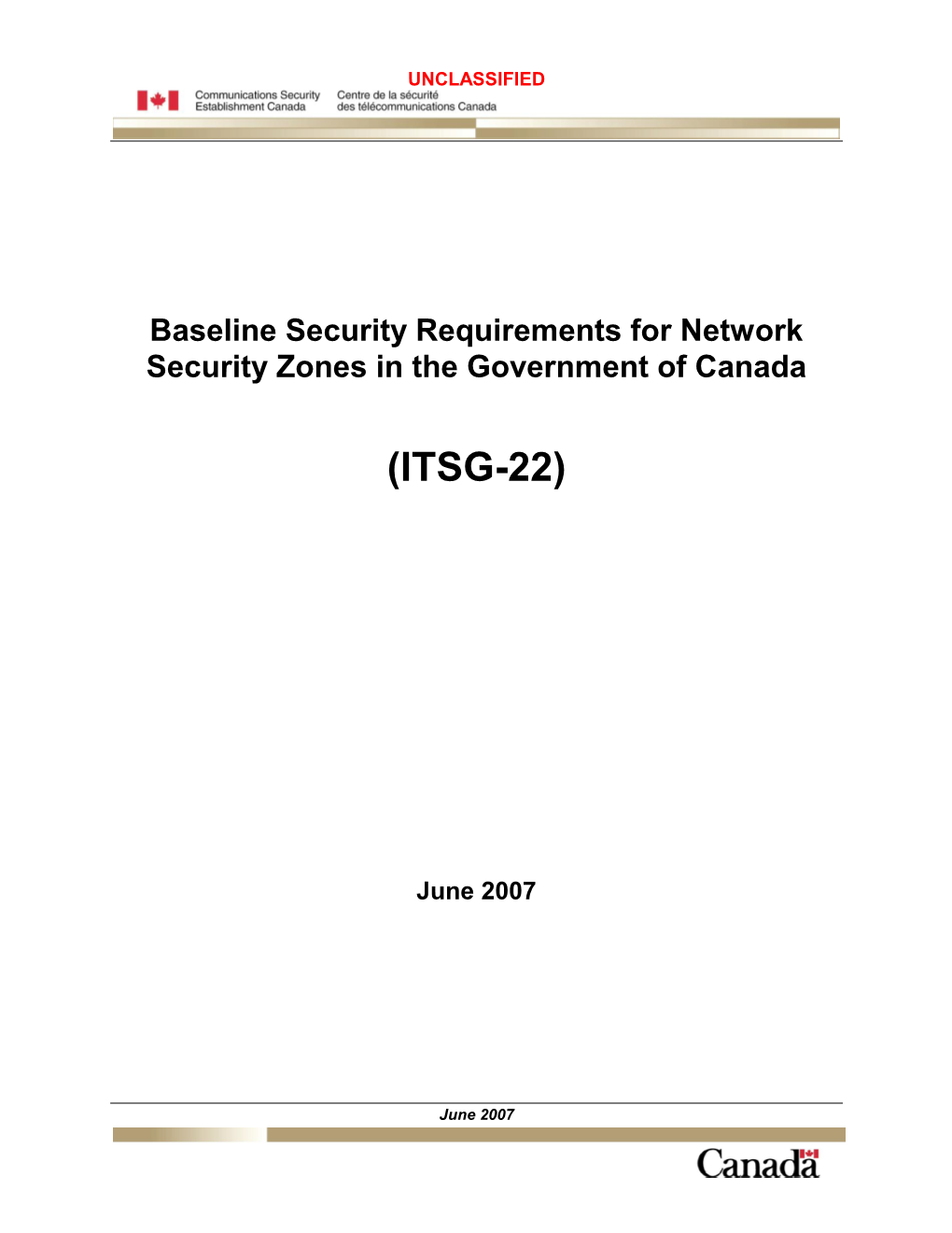 Baseline Security Requirements for Network Security Zones in the Government of Canada