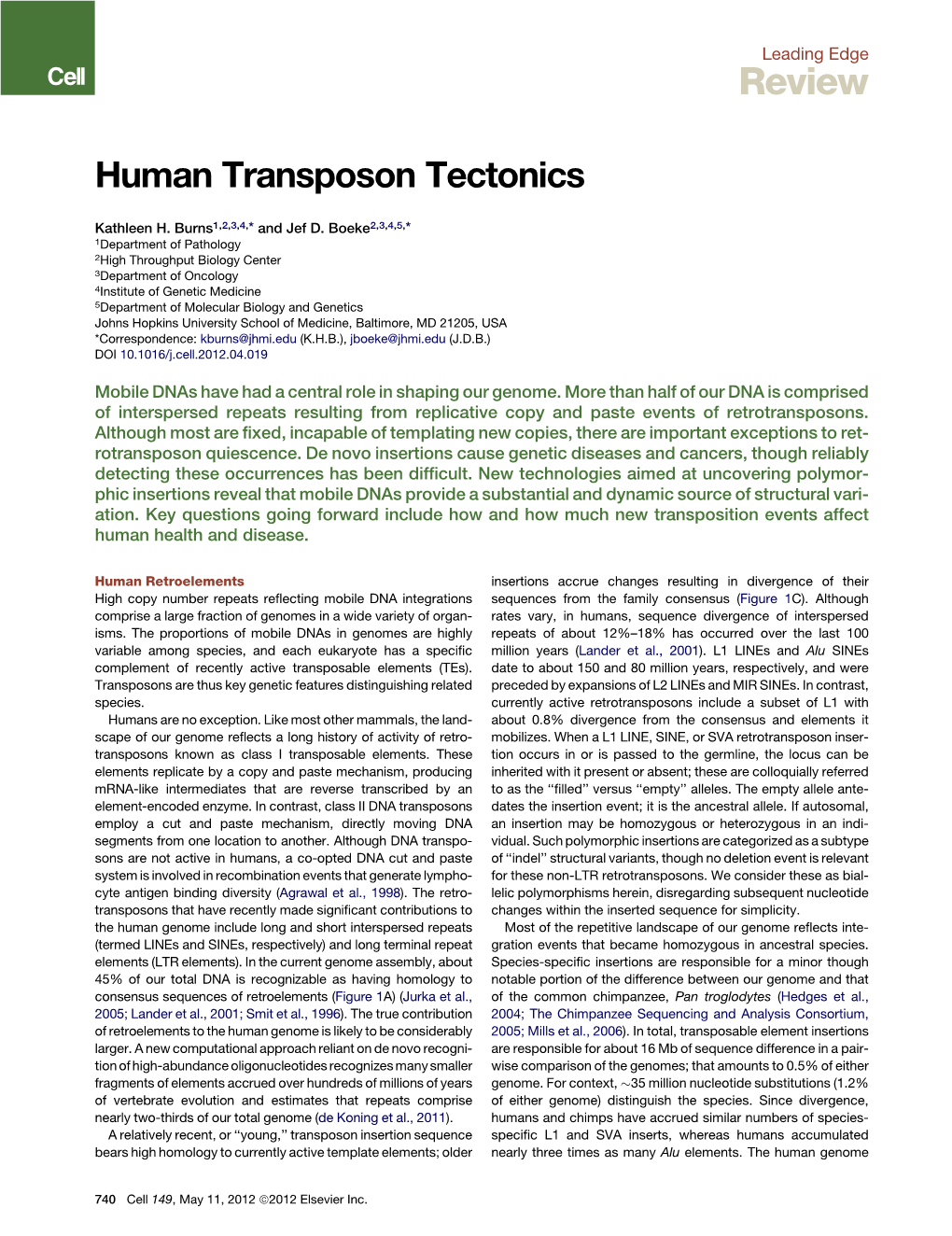 Human Transposon Tectonics