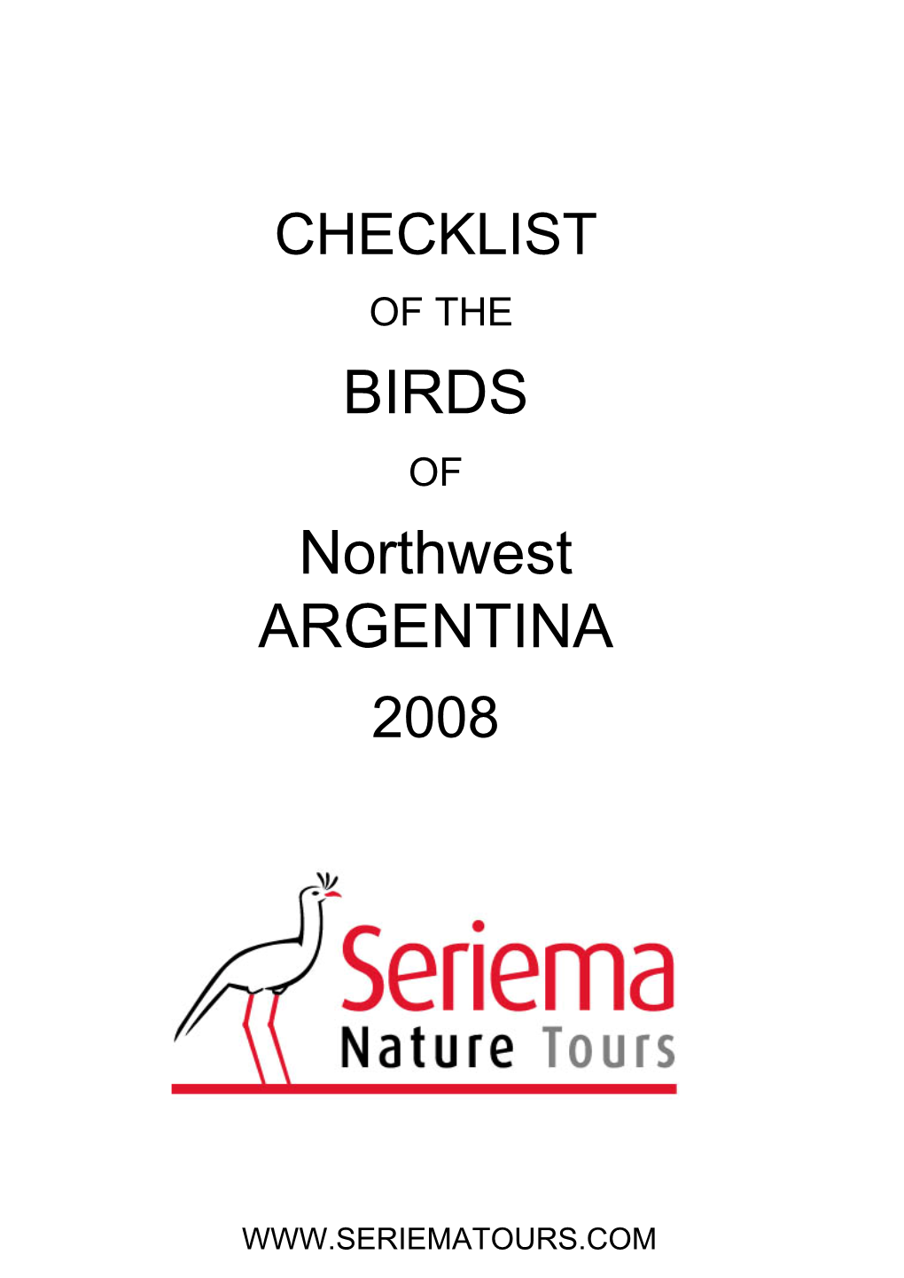 Bird Checklist, Andean Highlights