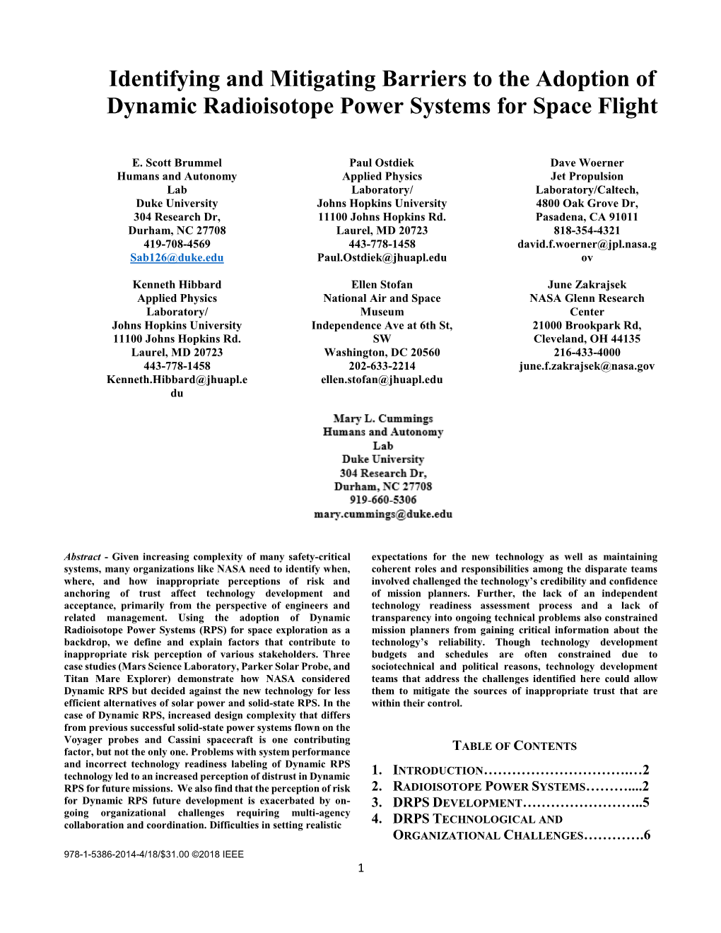 Identifying and Mitigating Barriers to the Adoption of Dynamic Radioisotope Power Systems for Space Flight