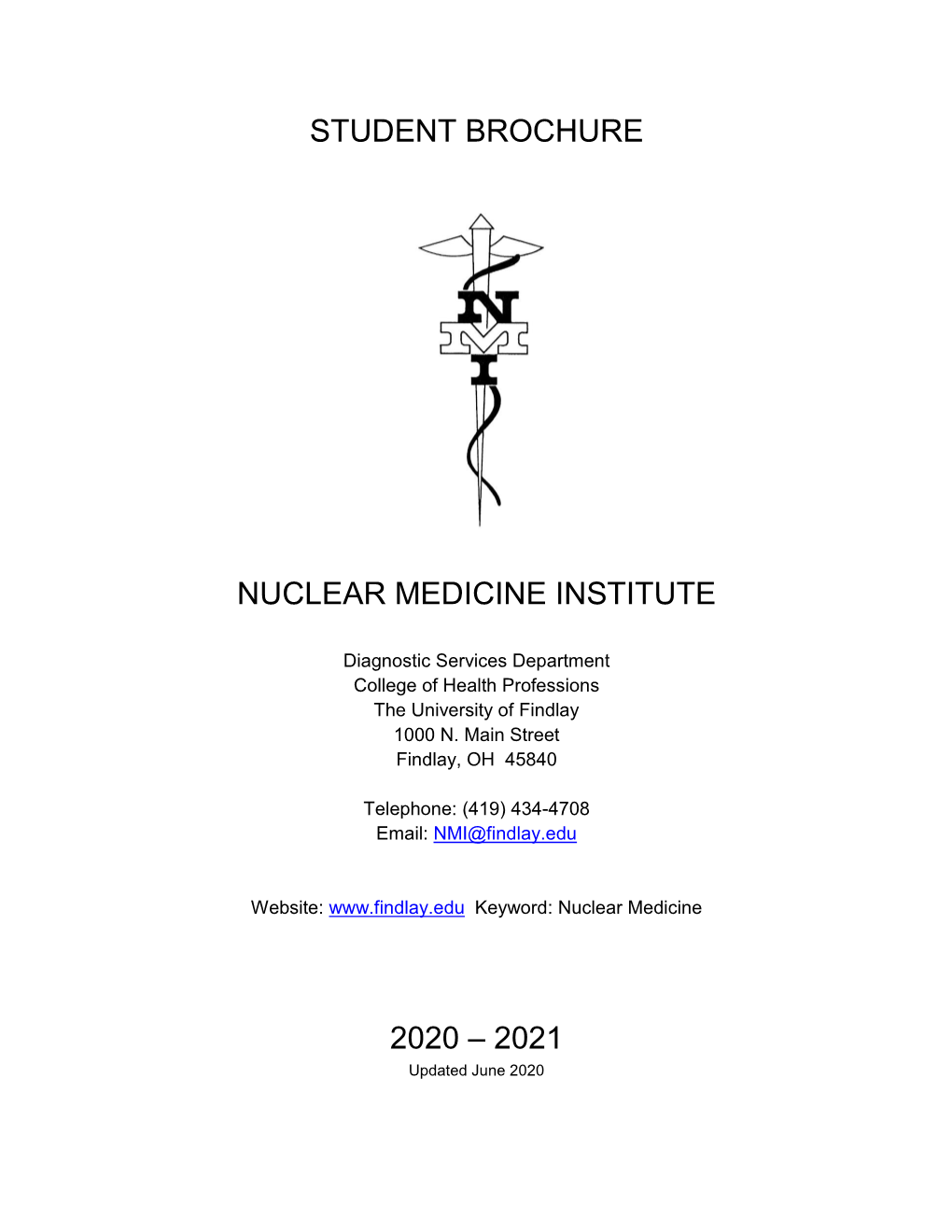 Student Brochure Nuclear Medicine Institute 2020 – 2021