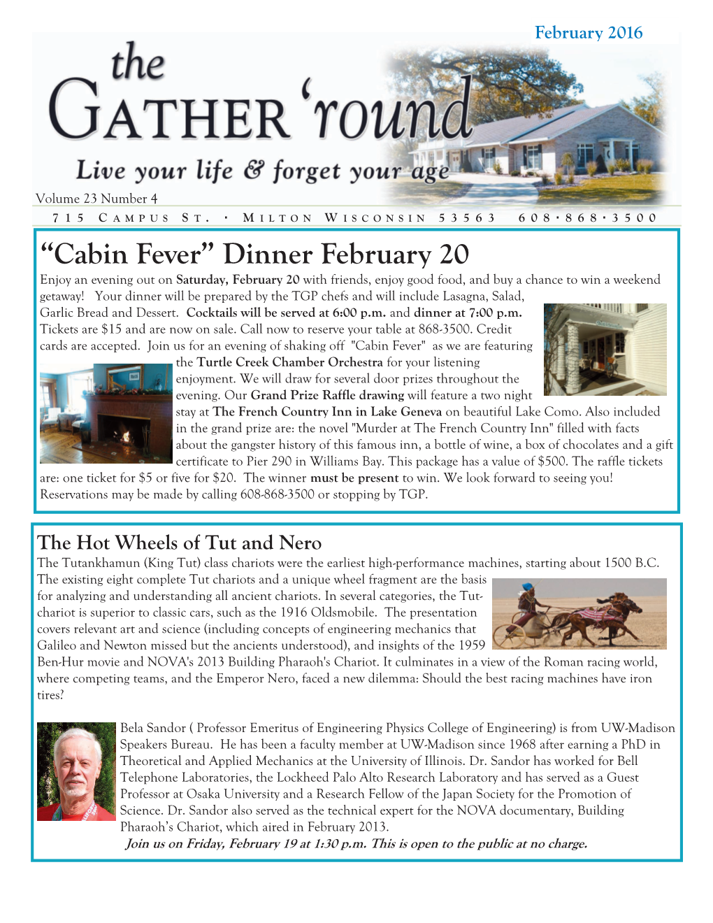 “Cabin Fever” Dinner February 20