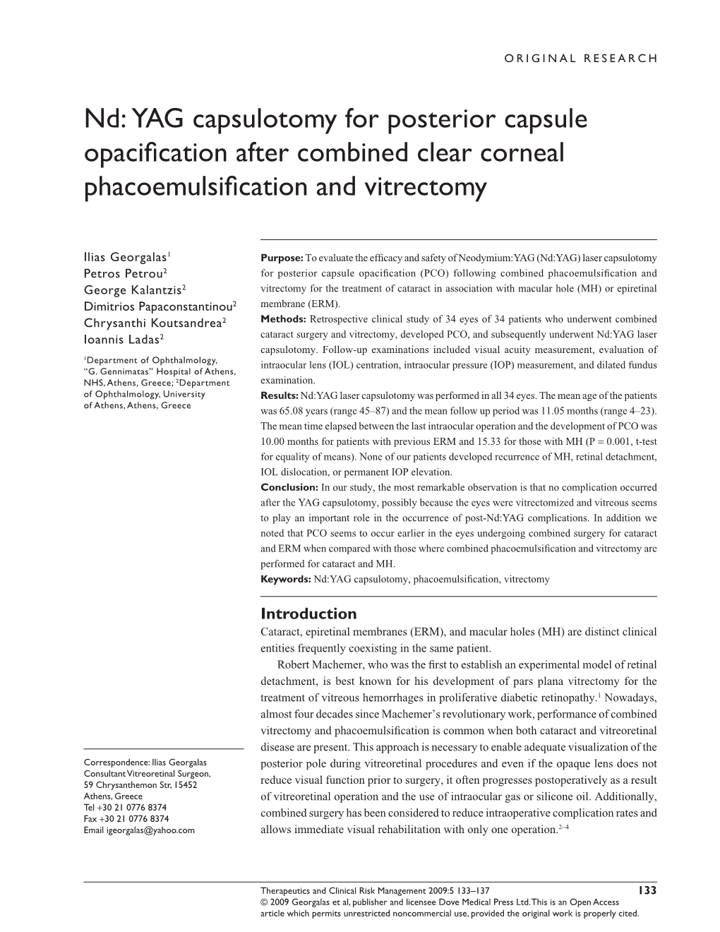 Nd: YAG Capsulotomy for Posterior Capsule Opacification After