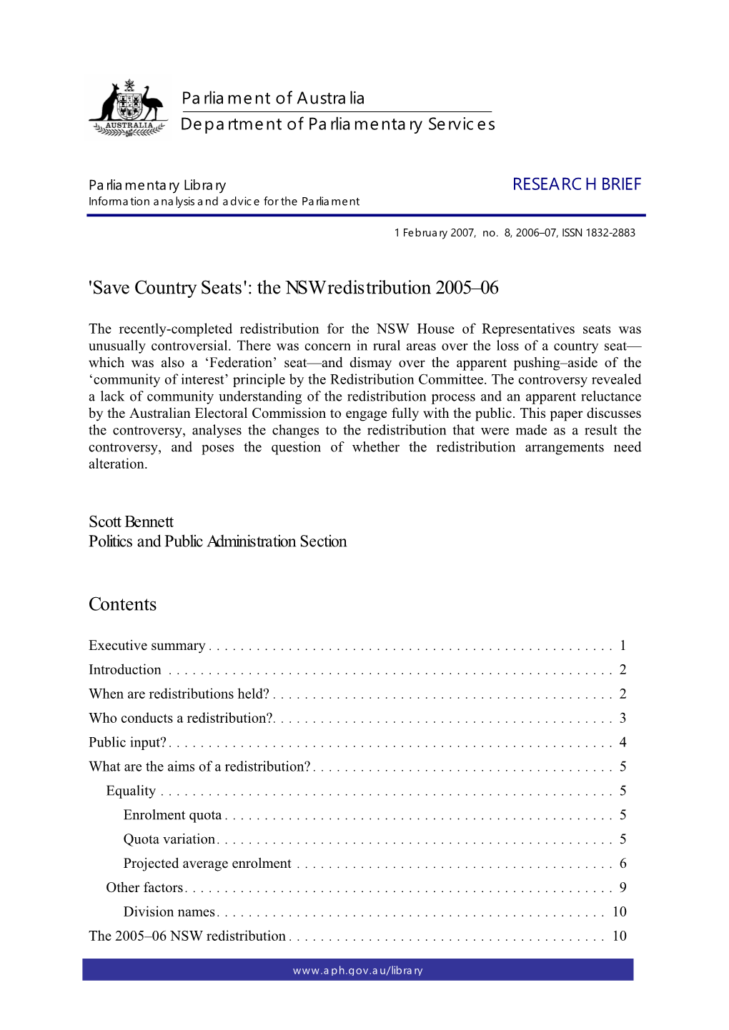 The NSW Redistribution 2005-06