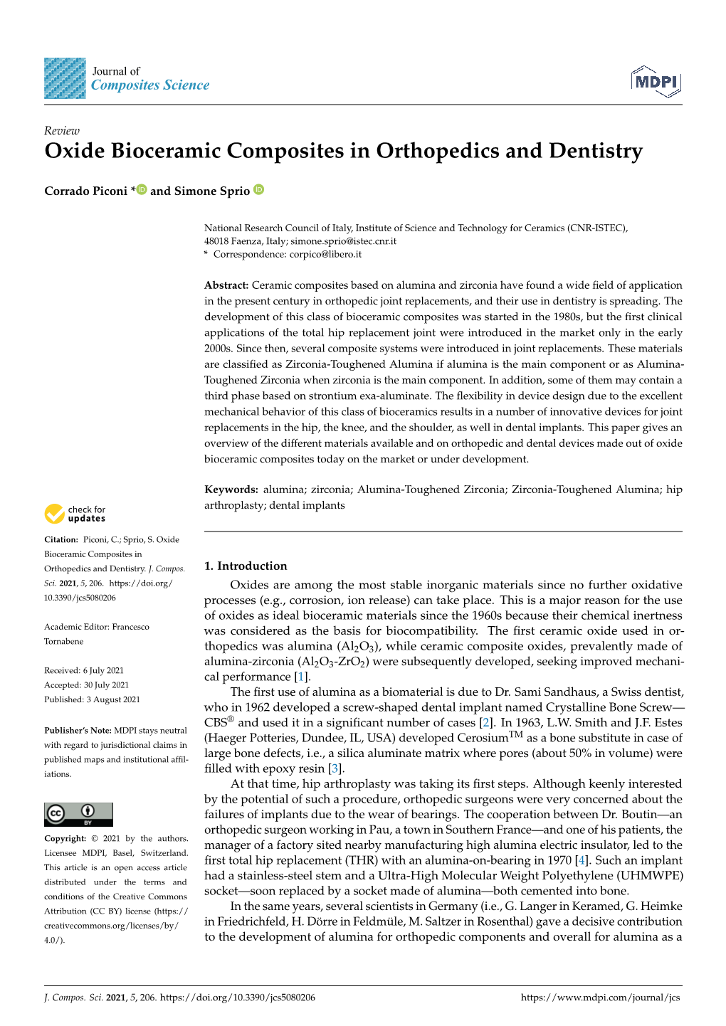 Oxide Bioceramic Composites in Orthopedics and Dentistry